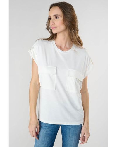 Le Temps Des Cerises Camiseta con bolsillos delanteros - Blanco