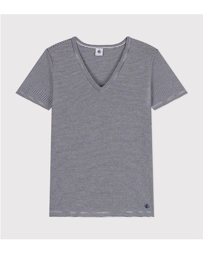 Petit Bateau Camiseta icónica, cuello en pico, manga corta - Gris