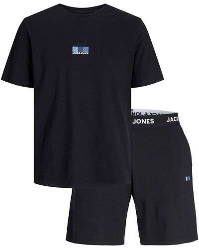 Jack & Jones Pijama con short negro liso - Azul