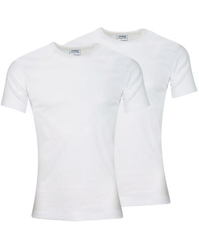 Athena Lote de 2 camisetas con cuello redondo de algodón orgánico - Blanco