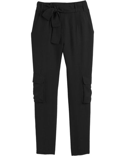 La Redoute Pantalones pitillo de lyocell y lino, bolsillos de batalla - Negro