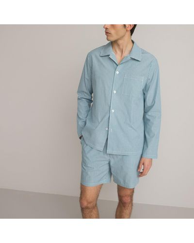 La Redoute Pijama corto estampado rayas, manga larga - Azul