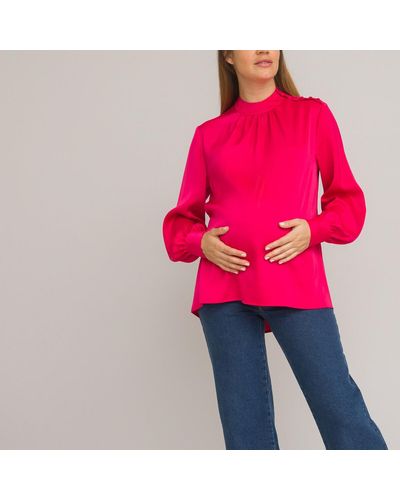 La Redoute Blusa de embarazo de cuello alto, manga larga - Rosa