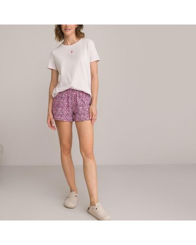 La Redoute Pijama con short 100% algodón estampado - Rosa