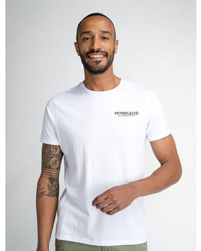 Petrol Industries Camiseta con cuello redondo y estampado - Blanco