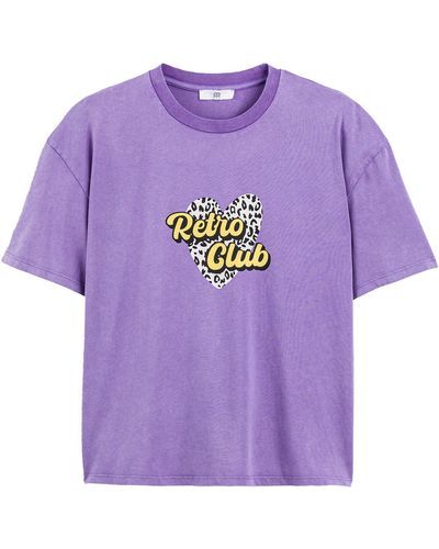 La Redoute Camiseta con cuello redondo y estampado delante - Morado