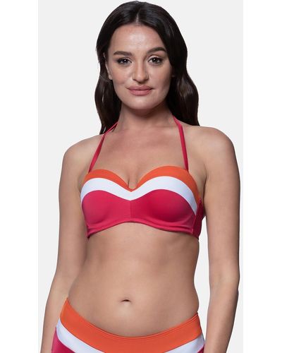 DORINA Sujetador de bikini bandeau con relleno Lawaki - Rojo