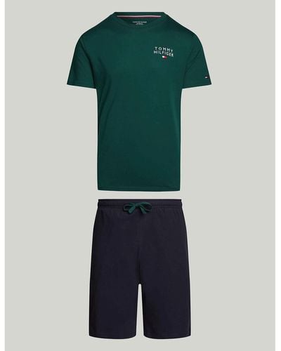 Tommy Hilfiger Set de pijama con short de punto - Verde