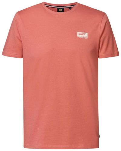 Petrol Industries Camiseta con cuello redondo y estampado - Rosa