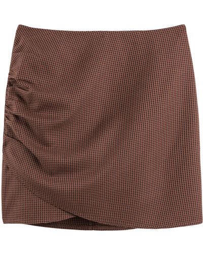 La Redoute Minifalda con drapeado asimétrico, de cuadros - Marrón