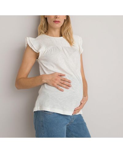 La Redoute Camiseta de embarazada, detalles de volantes bordados - Gris
