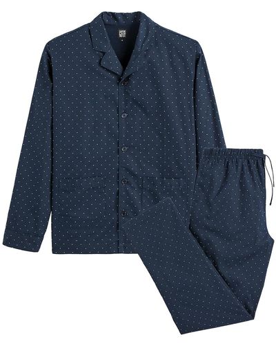 La Redoute Pijama estampado de lunares, chaqueta abotonada y pantalón recto - Azul