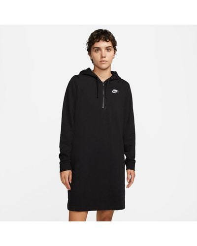 Nike Vestido sudadera con cremallera Club Fleece - Negro