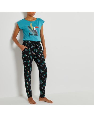 La Redoute Pijama estampado de manga corta - Azul