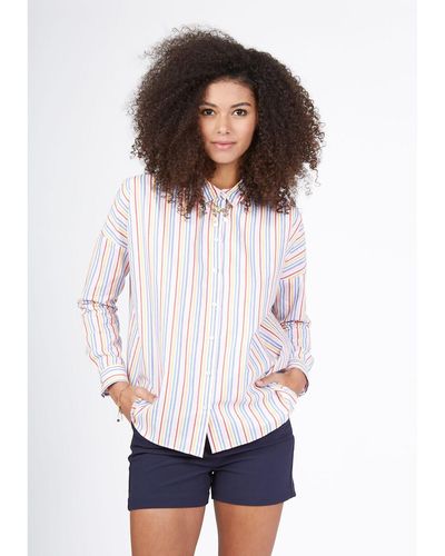 I Code Camisa de rayas verticales multicolor - Blanco