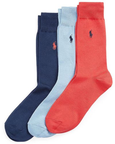 Polo Ralph Lauren Lote de 3 pares de calcetines de algodón mercerizado - Azul