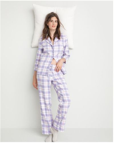 La Redoute Pijama de franela con estampado de cuadros - Blanco
