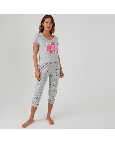 La Redoute Pijama de pantalón pirata de algodón orgánico - Multicolor