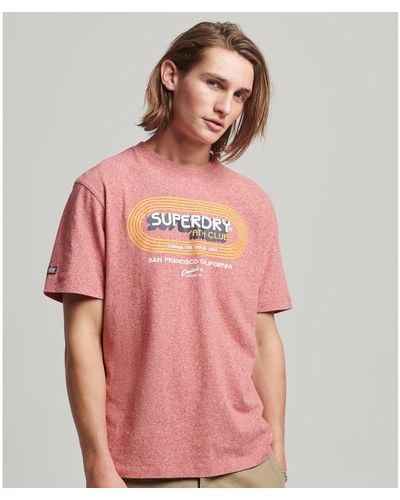 Superdry Camiseta estampada de manga corta, cuello redondo - Rosa