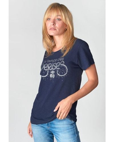 Le Temps Des Cerises Camiseta con logotipo brillante - Azul