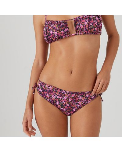 La Redoute Braguita de bikini culotte con motivo de flores - Morado
