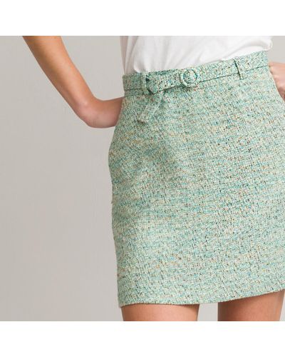 La Redoute Minifalda de tweed con cinturón - Verde