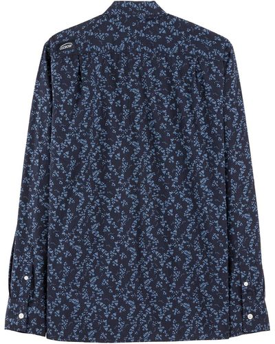 Oxbow Camisa de manga larga con microestampado - Azul