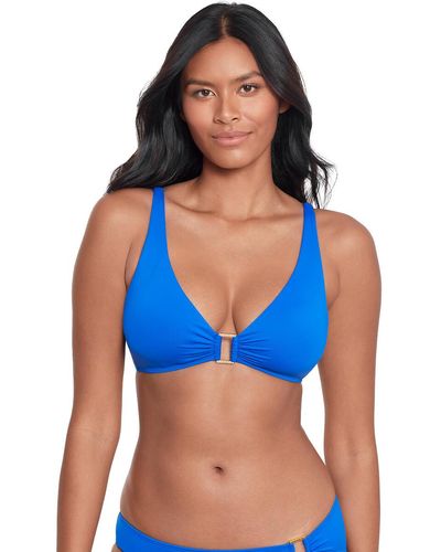 Lauren by Ralph Lauren Sujetador de bikini trángulo Beach Club Solids - Azul