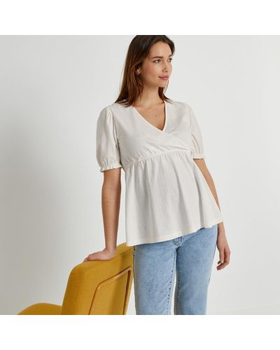 La Redoute Camiseta de embarazo, de punto bordado - Blanco