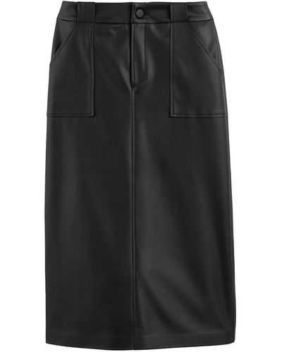 La Redoute Falda larga recta, de piel sintética - Negro
