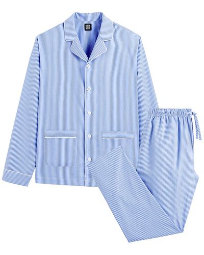 La Redoute Pijama con chaqueta abotonada y pantalón recto - Azul