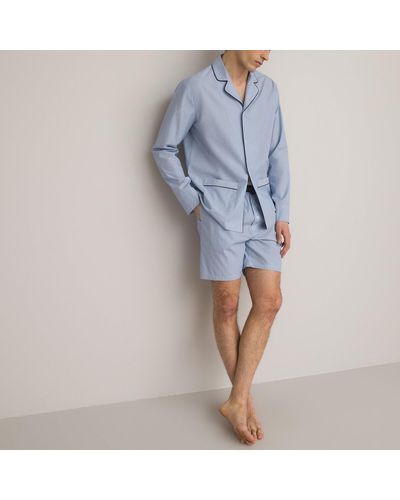 La Redoute Pijama con short de manga larga, micro rayas - Azul