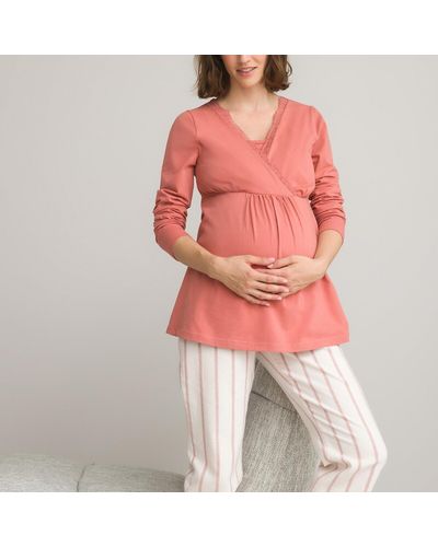 La Redoute Pijama de embarazo y lactancia - Rojo