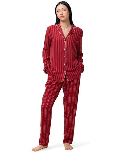 Triumph Pijama de rayas Ecovero, Boyfriend - Rojo