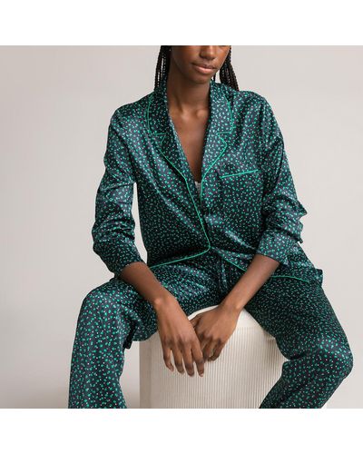 La Redoute Pijama de satén con estampado de lunares - Verde