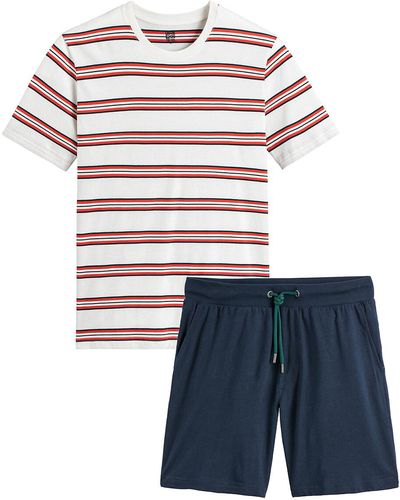 La Redoute Pijama con short y camiseta con cuello redondo - Blanco