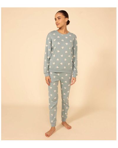 Petit Bateau Pijama de manga larga de algodón Lienne - Azul