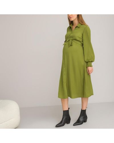 La Redoute Vestido camisero de embarazo de manga larga - Verde