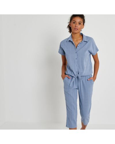 La Redoute Pijama de crepón de algodón - Azul