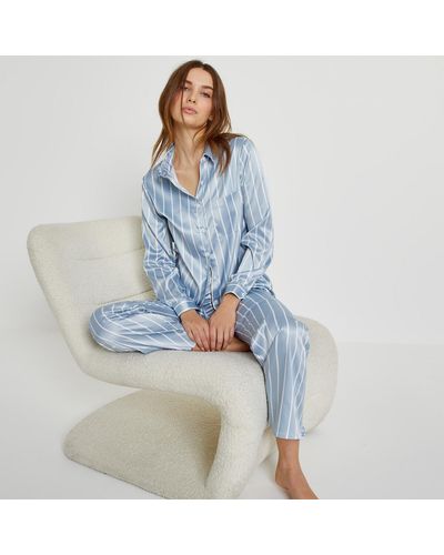 La Redoute Pijama de satén a rayas - Azul