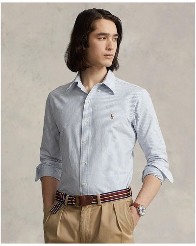 Polo Ralph Lauren Camisa recta de rayas Signature custom fit, oxford - Blanco