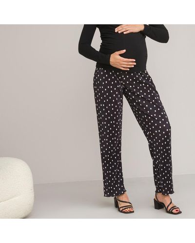 La Redoute Pantalón ancho de embarazo de lunares - Negro