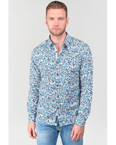 Le Temps Des Cerises Camisa floral de algodón - Azul