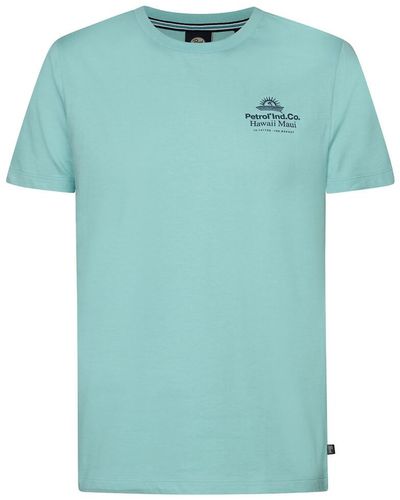 Petrol Industries Camiseta lisa con cuello redondo - Azul