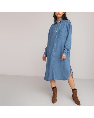 La Redoute Robe chemise longue, manches longues - Azul