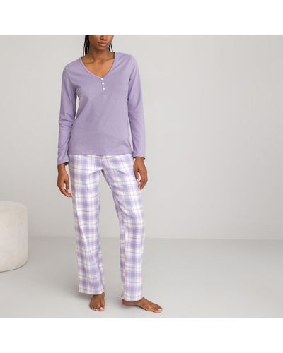 La Redoute Pijama de manga larga de algodón puro - Morado