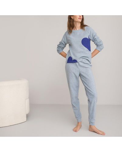 La Redoute Pijama polar mullido con motivo de corazones - Azul