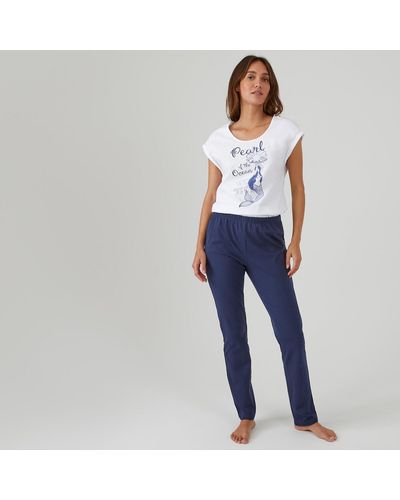La Redoute Pijama de manga corta de algodón - Azul