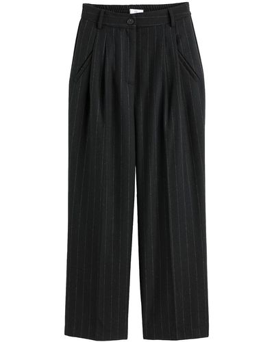 La Redoute Pantalón ancho plisado de rayas - Negro