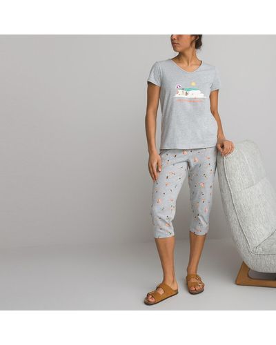 La Redoute Pijama de pantalón corto de algodón estampado nadadoras - Gris